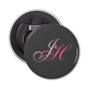 Custom Grey Pink Monogram Simple Plain Bottle Opener