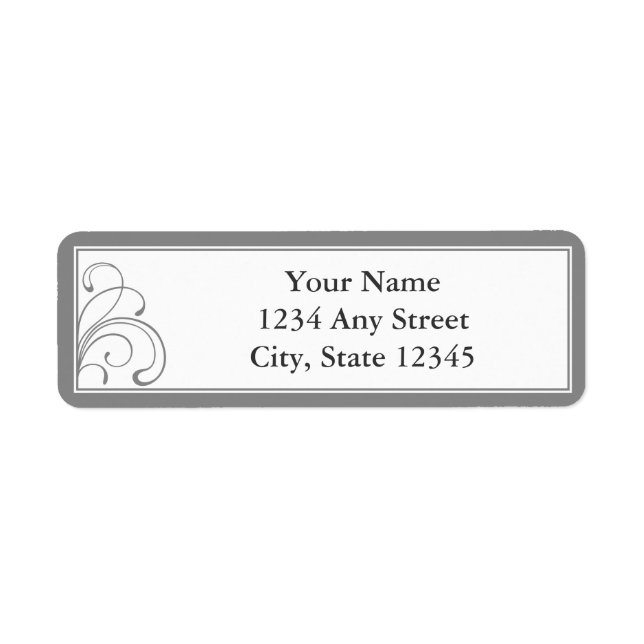 Custom Grey Pre-Printed Return Address Labels (Front)