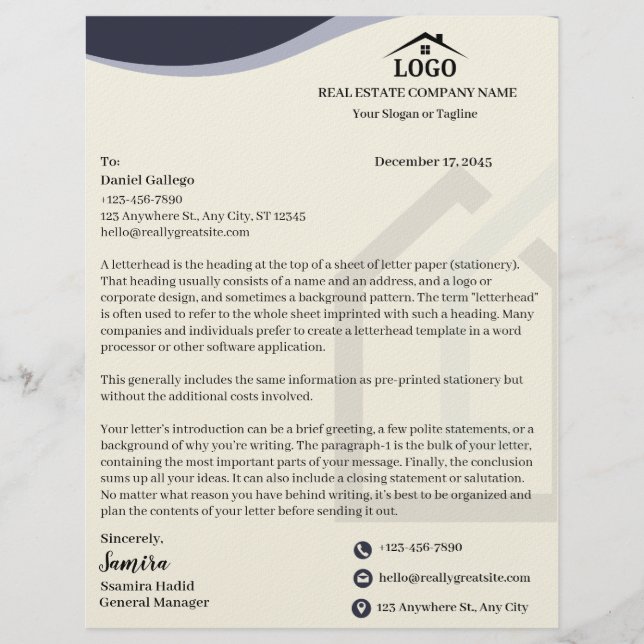 Custom Grey Real Estate Letterhead (Front)