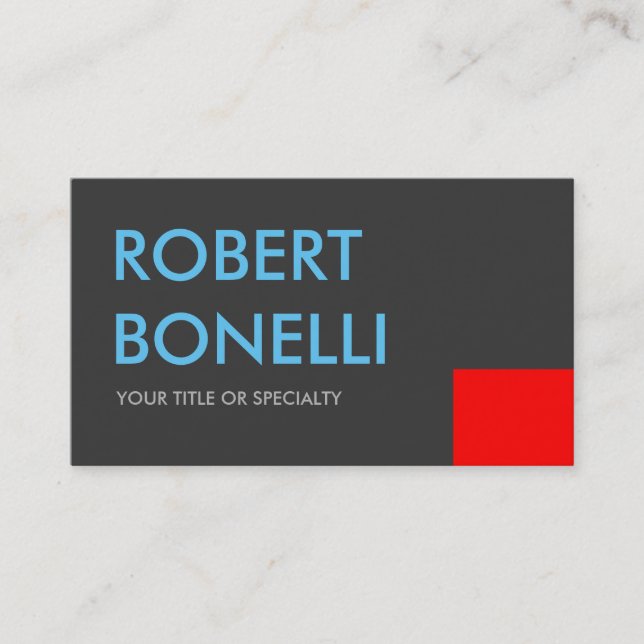 Custom Grey Red Blue Trendy Standard Business Card (Front)