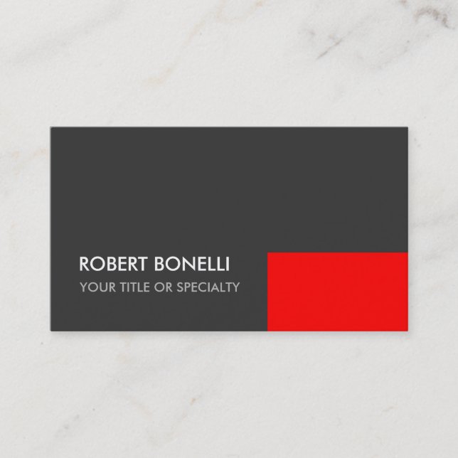 Custom Grey Red Elegant Standard Business Card (Front)