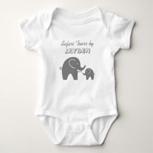 Custom grey safari elephant baby romper for kids baby bodysuit