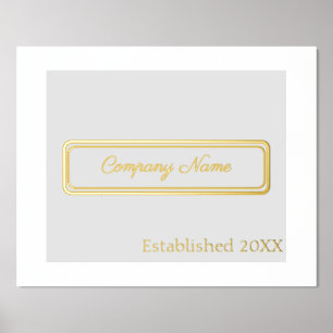 Custom, grey/silver with gold lettering office foil prints