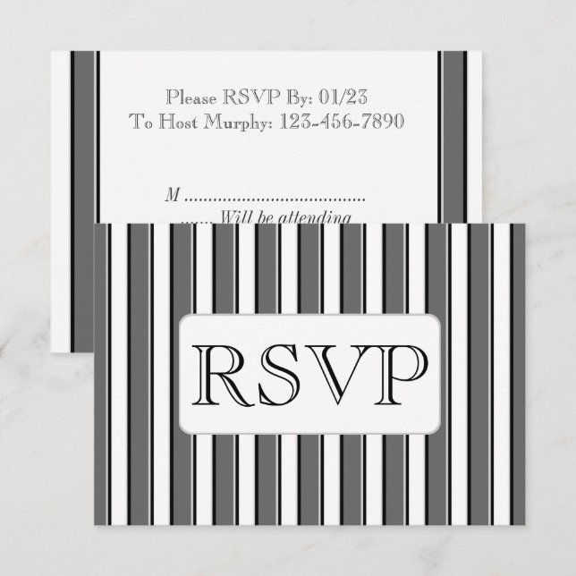 Custom Grey Stripe RSVP Cards (Front/Back)