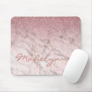 Custom Grey Taupe Blush Pink Marble Art Pattern Mouse Pad