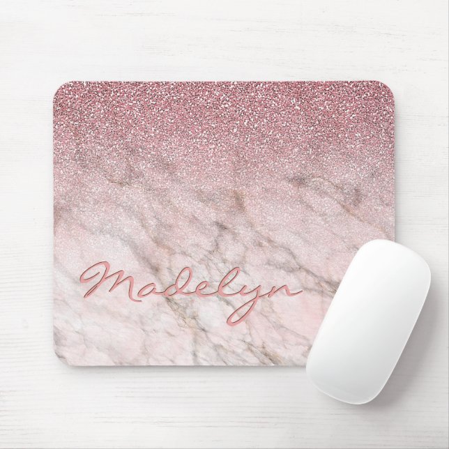 Custom Grey Taupe Blush Pink Marble Art Pattern Mouse Pad (With Mouse)