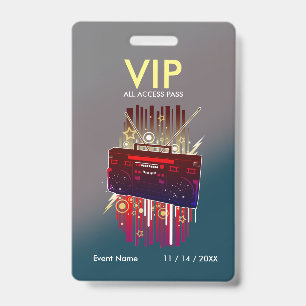 Custom Grey Teal Gradient VIP Pass For Event ID Badge