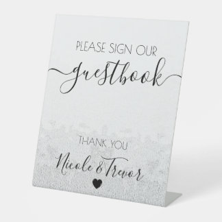 Custom Grey Texturised Calligraphy Sign Guestbook