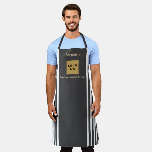 Custom Grey & White Stripe Apron (Worn)