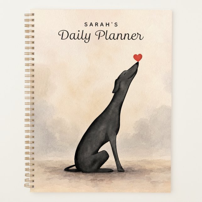 Custom Greyhound Planner, Greyhound gift Planner (Front)