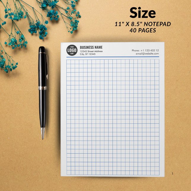 Custom Grid Notepad 5 Sq/Inch with Logo & Info (Custom Grid Notepad 5 Sq/Inch with Logo & Info - BLUE GRID -)