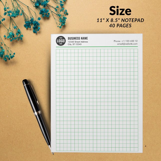 Custom Grid Notepad 5 Sq/Inch with Logo & Info (Custom Grid Notepad 5 Sq/Inch with Logo & Info - GREEN GRID -)
