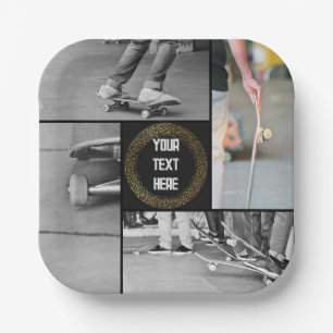 Custom Grid Party Plate – 4 or 5 photo Paper Plate