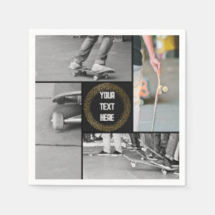 Custom Grid photo collage and text teen boy  Napkin