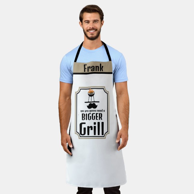 Custom Grill BBQ Dad Apron-Personalised Quote Gift Apron (Worn)