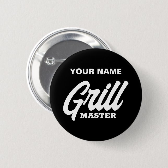 Custom Grill Master buttons for BBQ party (Front & Back)