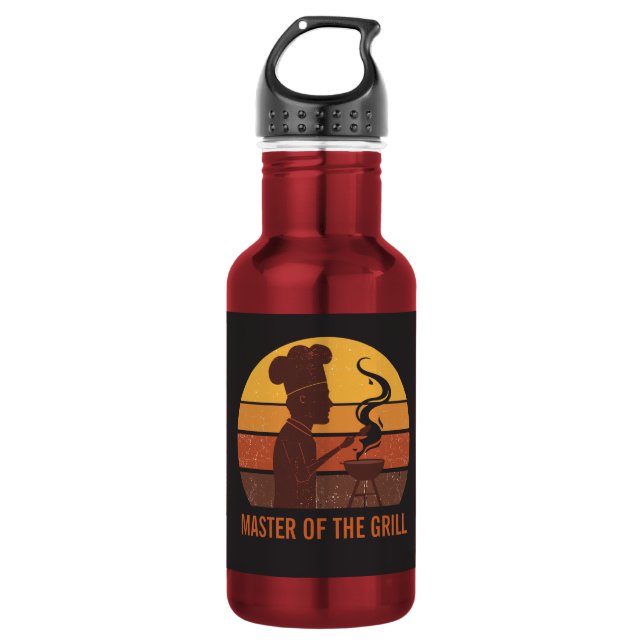 Custom Grill Master Dad Retro Sunset Personalised  532 Ml Water Bottle (Front)