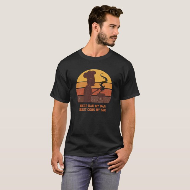 Custom Grill Master Dad Retro Sunset Personalised  T-Shirt (Front Full)