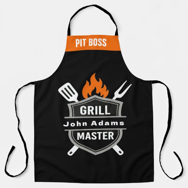 Custom Grill Master Monogram Apron - Chef Name (Front)