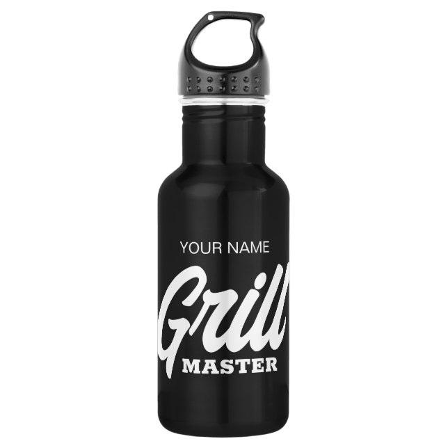 Custom Grill Master water bottle for BBQ chef (Front)