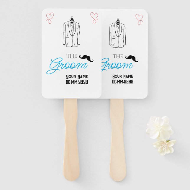 Custom Groom: A Cool Touch for Your Wedding  Hand Fan (Front and Back)