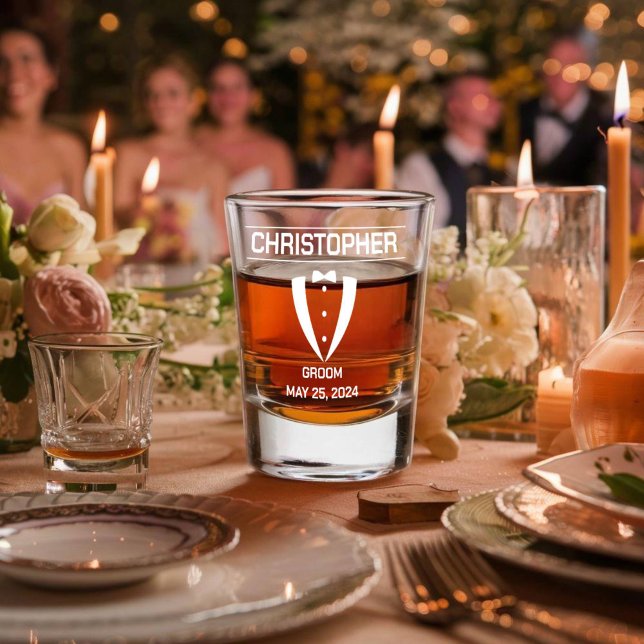 Custom Groom or Groomsman whiskey glass (groom shot glass)