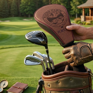 Custom Groom partyLeatherette Retro Cabin Bachelor Golf Head Cover
