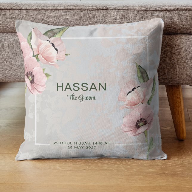 Custom Groom Wedding Throw Pillow - Cushion (Creator Uploaded)