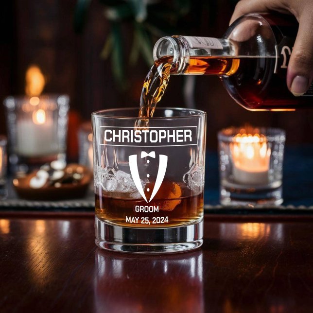 Custom Groom whiskey glass (custom whisky glass for groomsman)