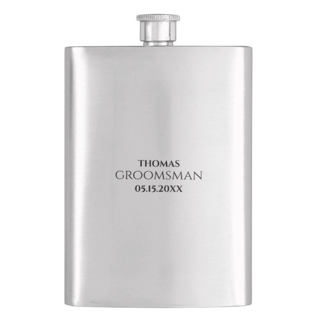 Custom Groomsman Best Man Wedding Monogram Gift Hip Flask (Front)