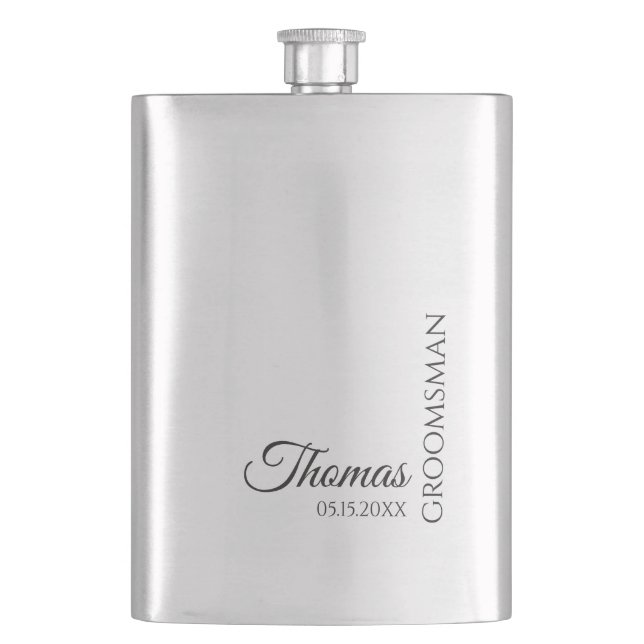Custom Groomsman Best Man Wedding Monogram Hip Flask (Front)