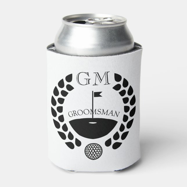 Custom Groomsman Monogram Name Can Cooler (Can Front)