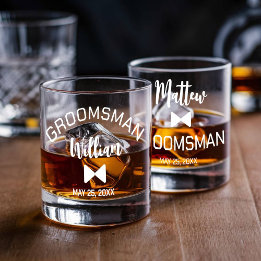 Custom Groomsman whiskey glass set of 2