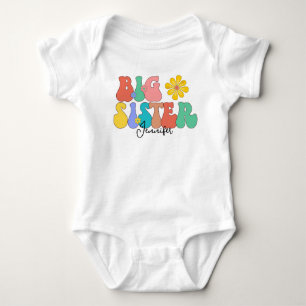 Custom Groovy Big Sister Pregnancy Announcement Baby Bodysuit