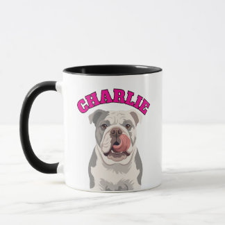 Custom Grumpy English Bulldog Licking Nose Vector Mug