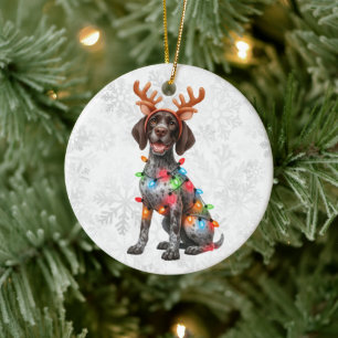 Custom GSP 1st Christmas with Reindeer Antlers Ceramic Ornament