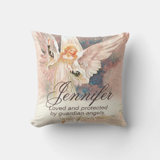Custom Guardian Angel Add Name Throw Pillow (Front)