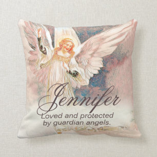 Custom Guardian Angel Add Name Throw Pillow