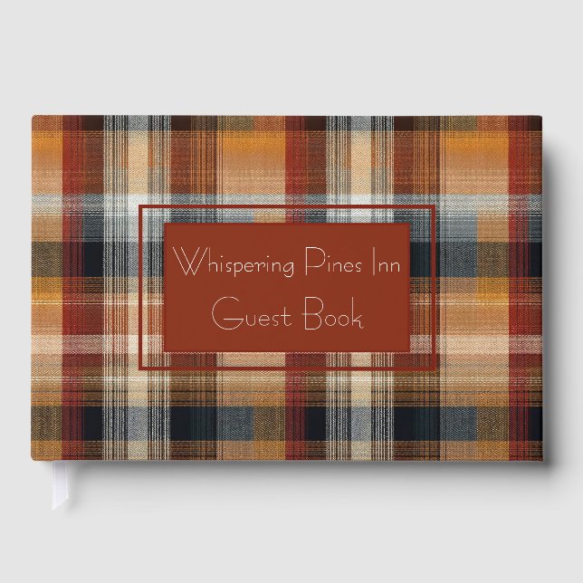 Custom Guest Book Gingham Style Vacation Rentals (Front)