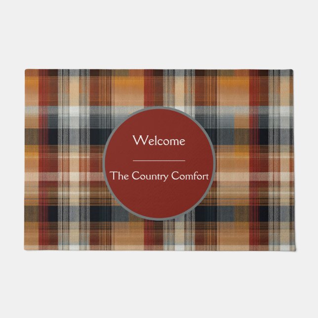 Custom Guest Door Mat Gingham Vacation Rentals (Front)