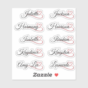 Custom Guest List 10 Names Red Calligraphy Heart