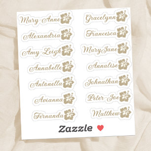 Custom Guest List 14 Names Calligraphy Hawaii Gold