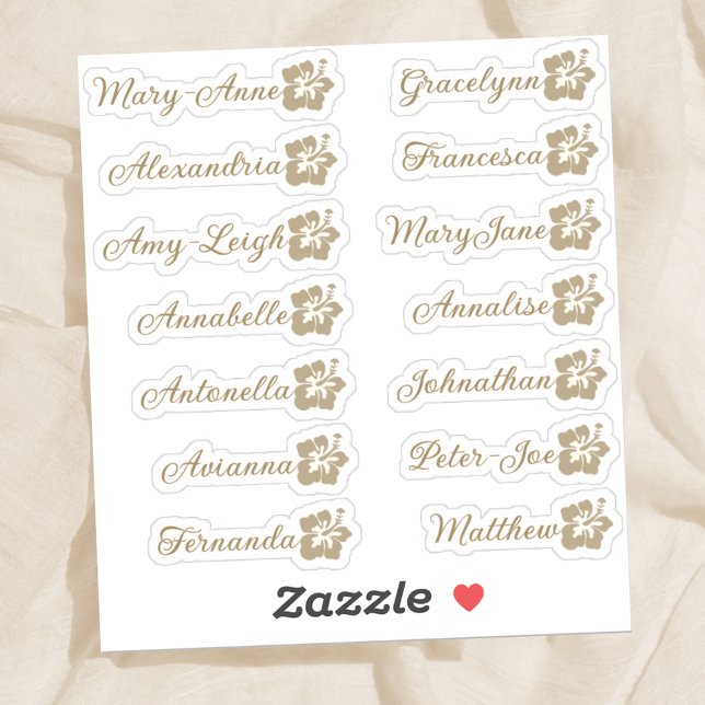 Custom Guest List 14 Names Calligraphy Hawaii Gold (Creator Uploaded)