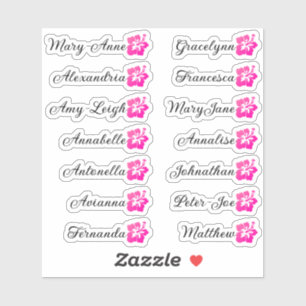 Custom Guest List Calligraphy Hawaii Bright Pink 