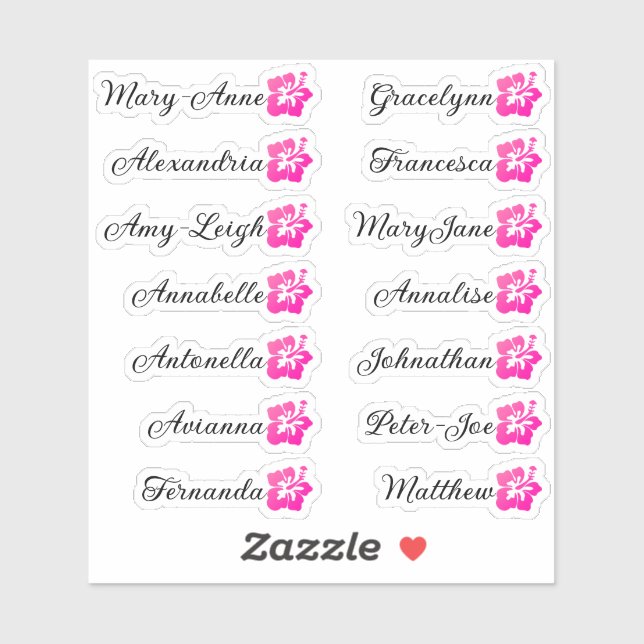 Custom Guest List Calligraphy Hawaii Bright Pink  (Sheet)