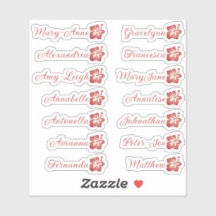 Custom Guest List Name Calligraphy Hawaii Soft Red