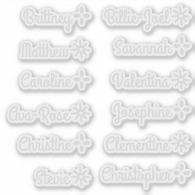 Custom Guest List Names Cute Stars Light Grey (Front)