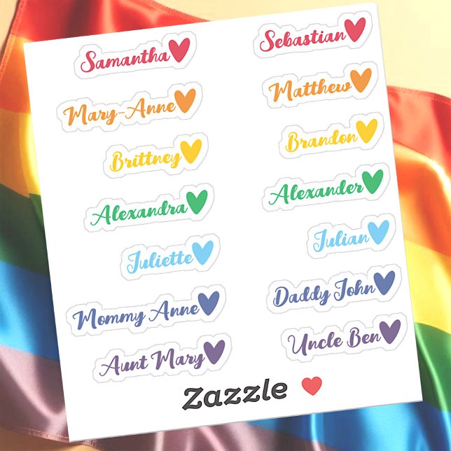  Custom Guest List Names Rainbow Colour Hearts (Creator Uploaded)