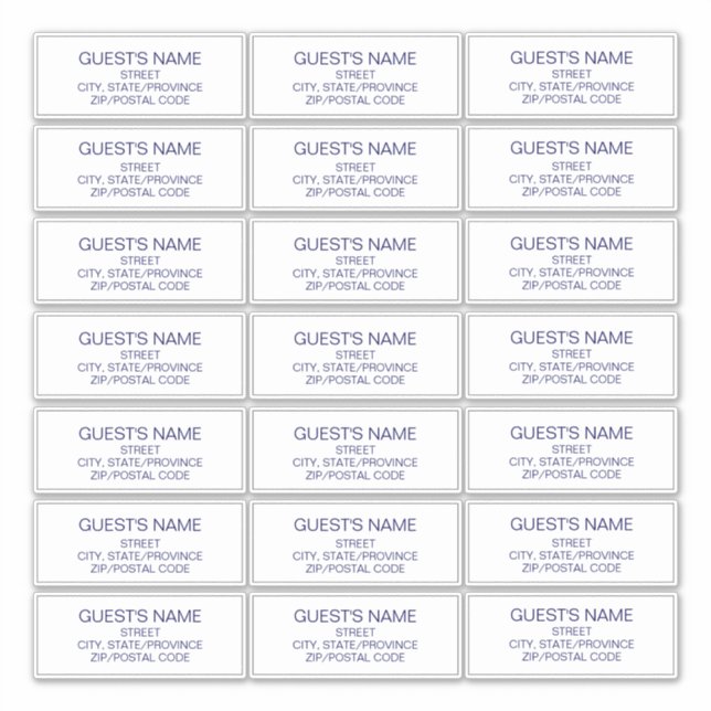 Custom Guests Address Labels Navy Blue (Front)