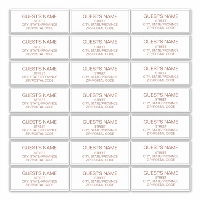 Custom Guests Address Labels Terracotta/Brown (Front)